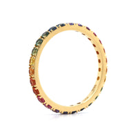 18K Yellow Gold Multi-Color Sapphire Eternity Ring