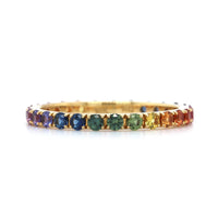18K Yellow Gold Multi-Color Sapphire Eternity Ring