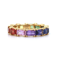 18K Yellow Gold Multi-Color Sapphire Eternity Ring