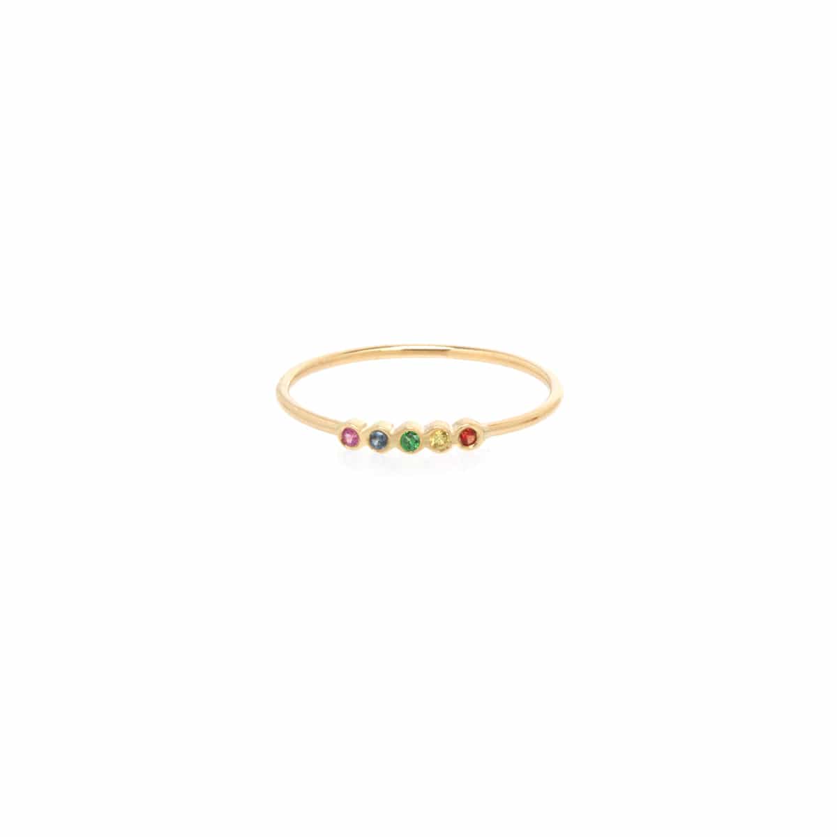 14K Yellow Gold Rainbow Sapphire Ring