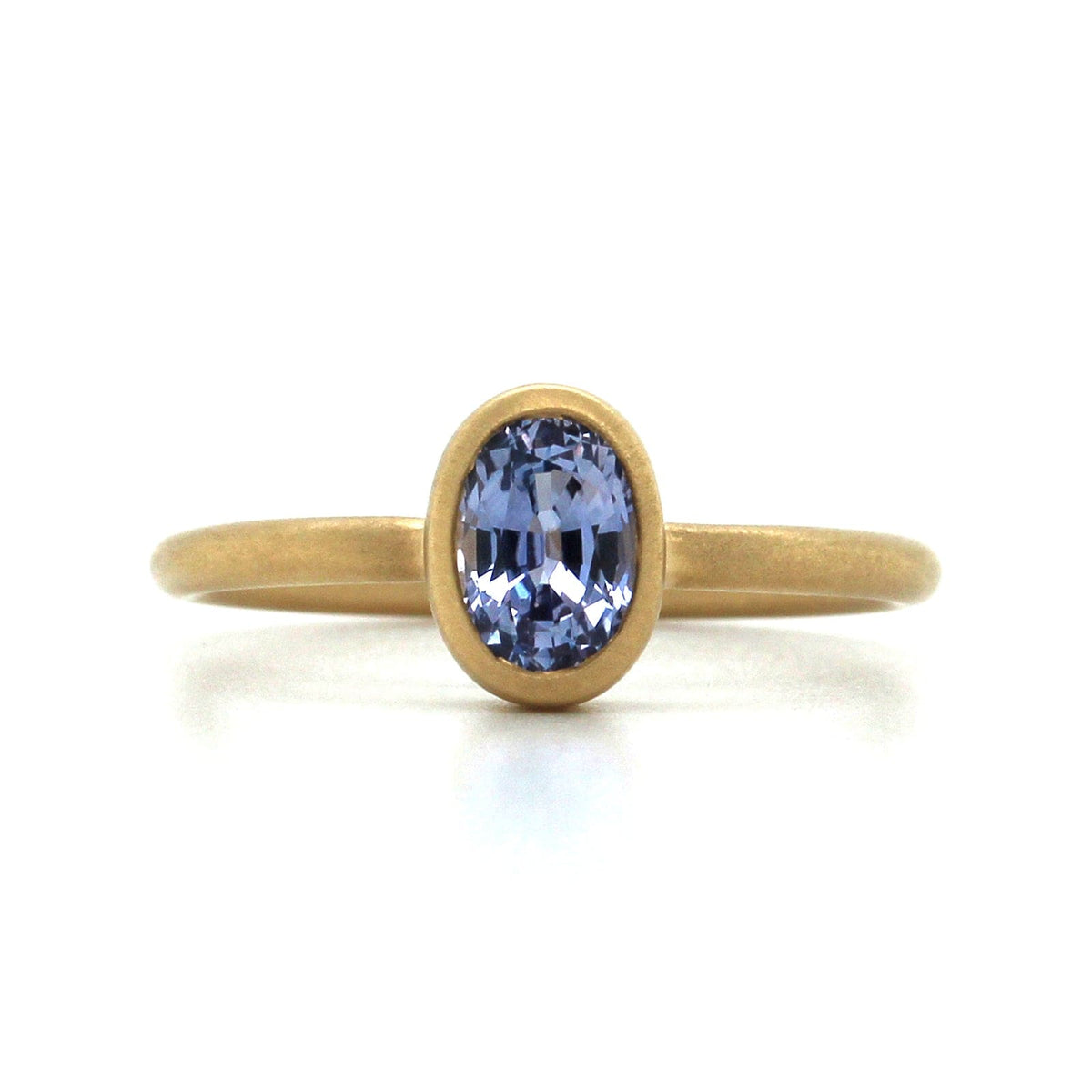 14K Yellow Gold Round Oval Lavender Sapphire Ring