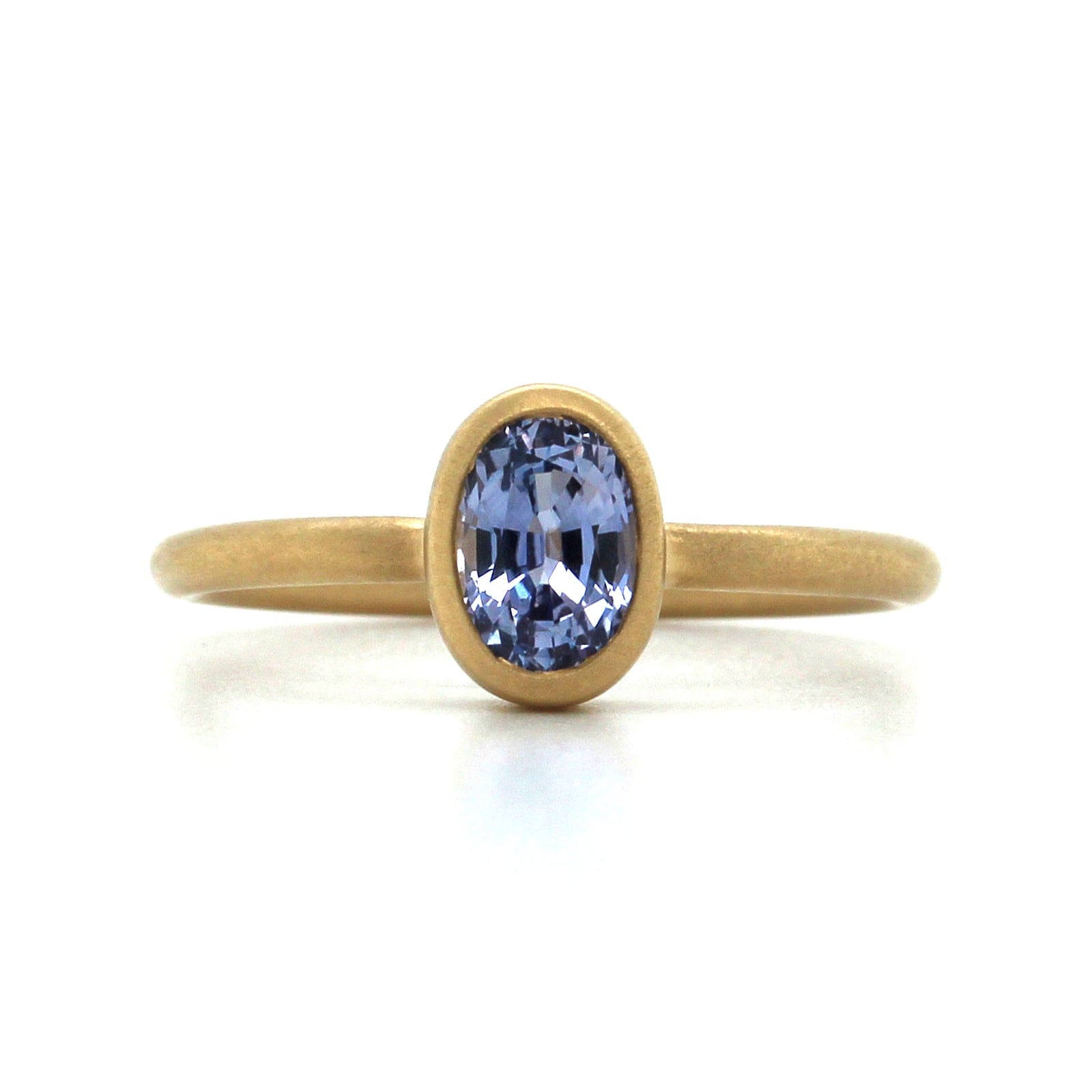 14K Yellow Gold Round Oval Lavender Sapphire Ring