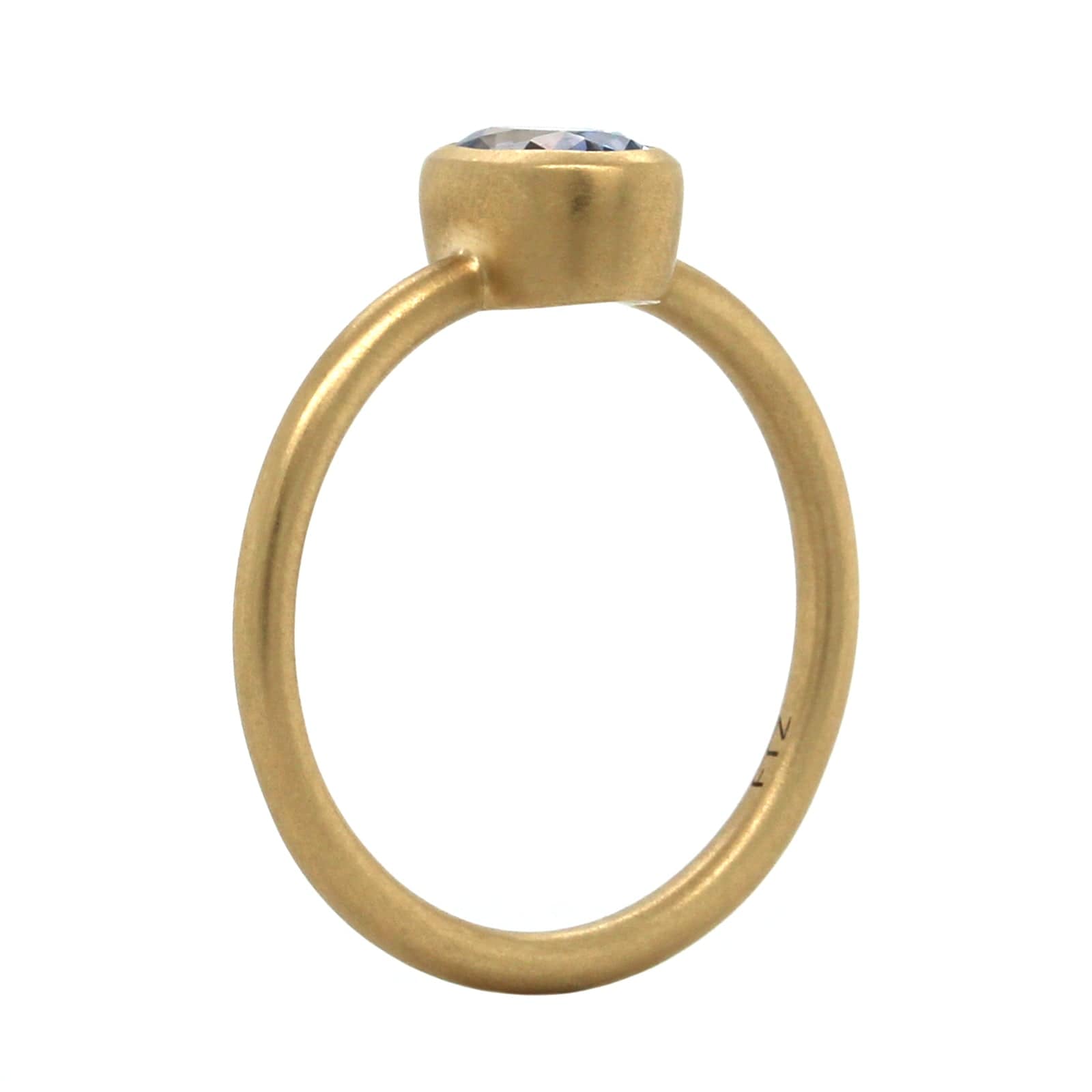 14K Yellow Gold Round Oval Lavender Sapphire Ring