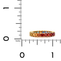 18K Yellow Gold Rainbow Princess Cut Sapphire Ring