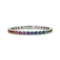 18K White Gold Rainbow Sapphire Ring