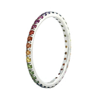 18K White Gold Rainbow Sapphire Ring