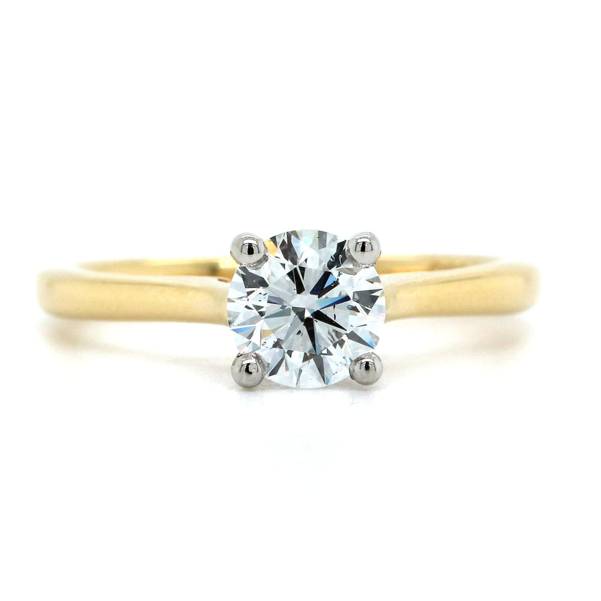 18K Yellow Gold and Platinum Diamond Solitaire Engagement Ring