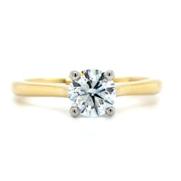 18K Yellow Gold and Platinum Diamond Solitaire Engagement Ring