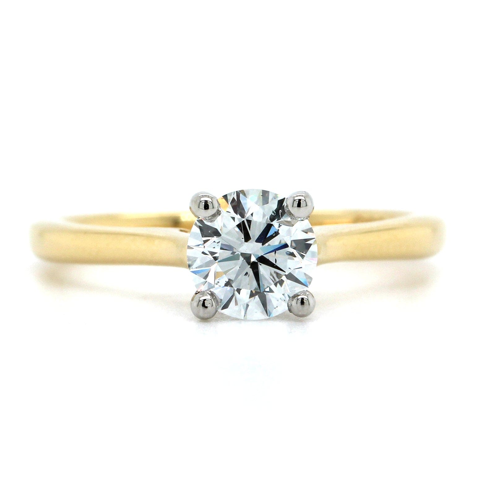18K Yellow Gold and Platinum Diamond Solitaire Engagement Ring