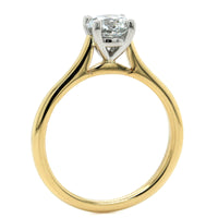 18K Yellow Gold and Platinum Diamond Solitaire Engagement Ring