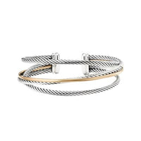 Crossover Three-Row Cuff with Gold