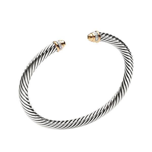 Cable Classics Bracelet with Gold Domes and Diamonds