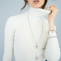 Sterling Silver Rectangular Gate Frame Necklace