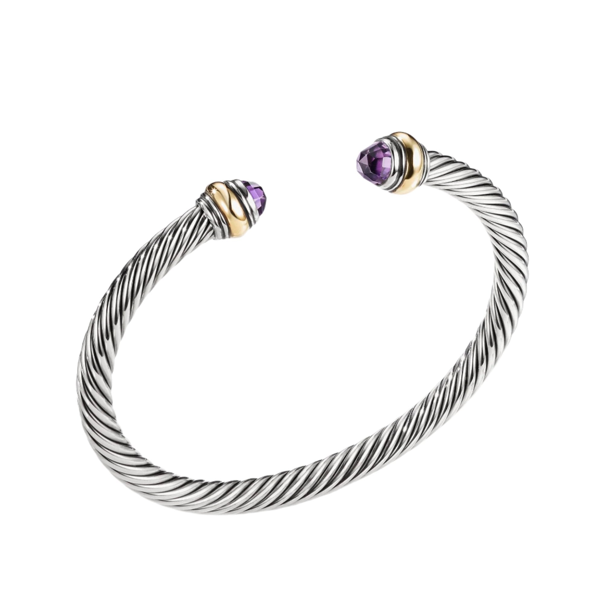 Cable Classic Bracelet with Amethyst and Gold