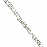 Sterling Silver Station Twist Double Chain Bracelet
