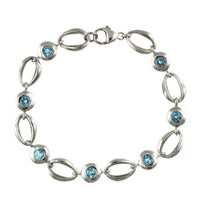 Sterling Silver Blue Topaz Link Bracelet