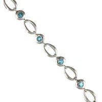 Sterling Silver Blue Topaz Link Bracelet