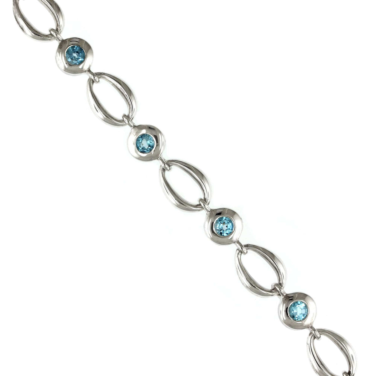 Sterling Silver Blue Topaz Link Bracelet