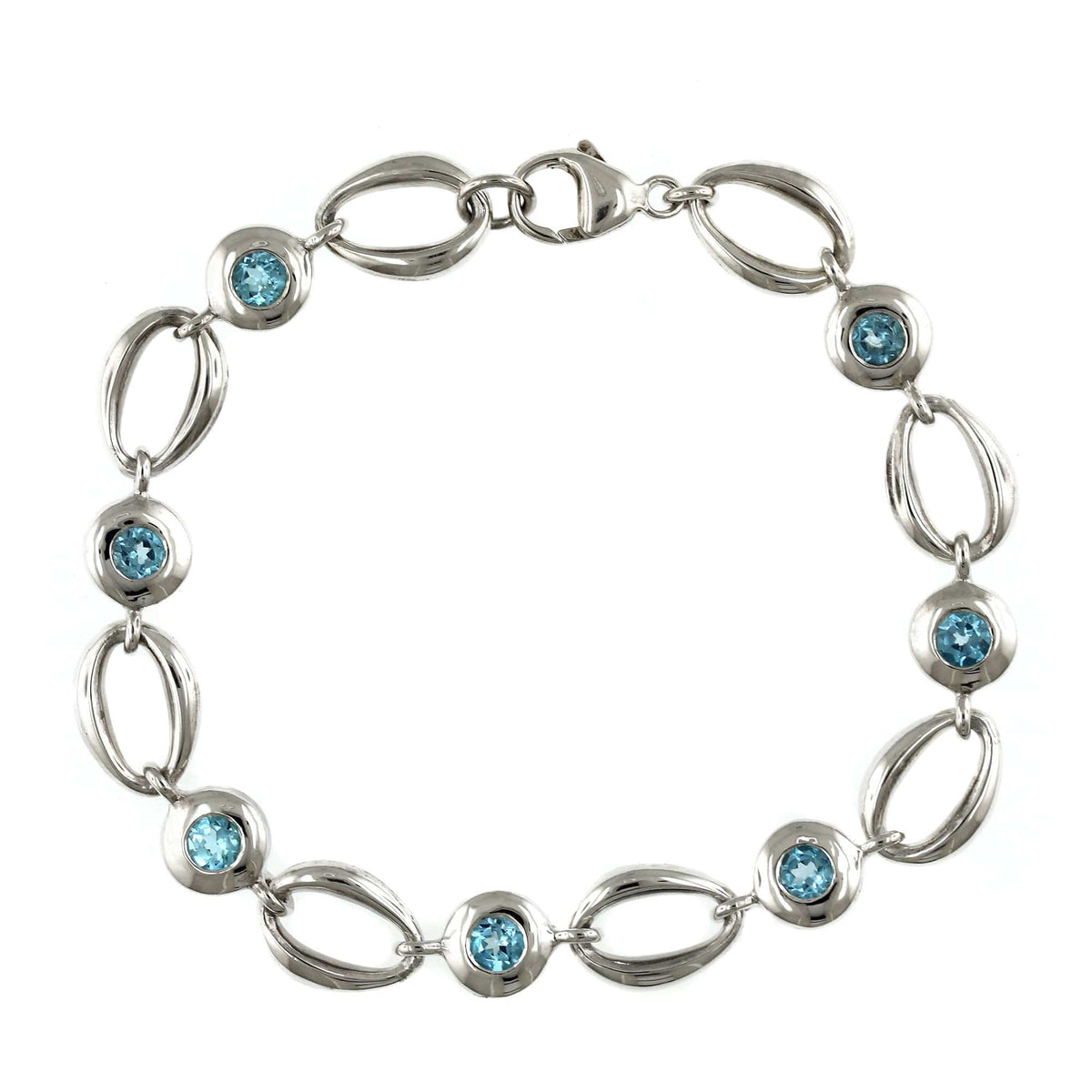 Sterling Silver Blue Topaz Link Bracelet