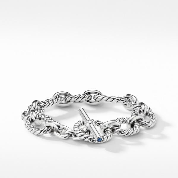 Cushion Link Bracelet with Blue Sapphires, 12.5mm