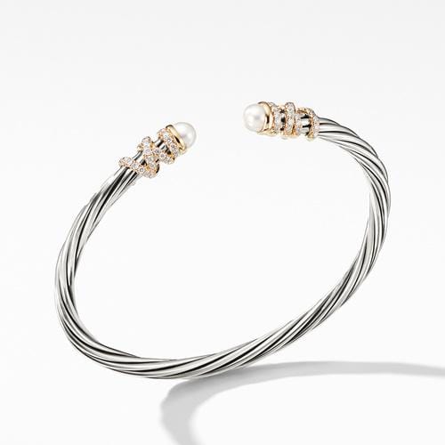 Helena End Station Bracelet with Pearls, Diamonds and 18K Gold, 4mm