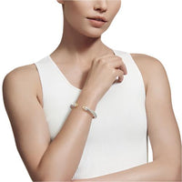 Cable Bracelet with Gold Dome and Diamonds