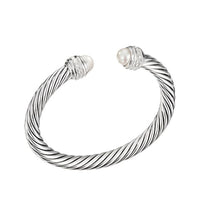 Cable Bracelet with Pearls and Diamonds