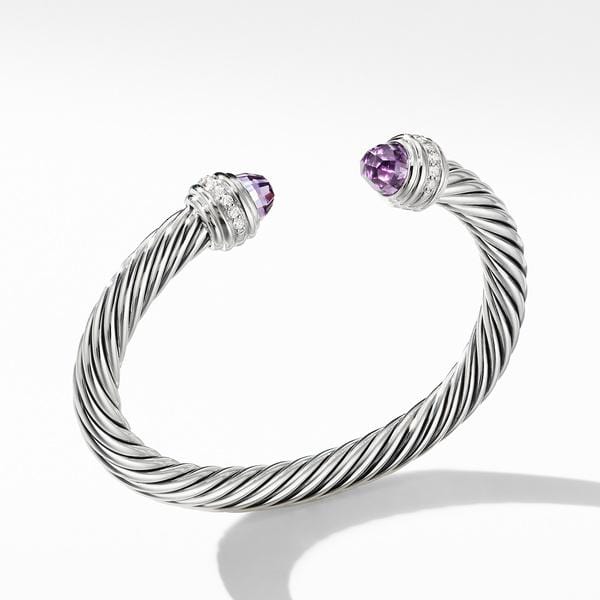 Cable Bracelet with Amethyst and Diamonds