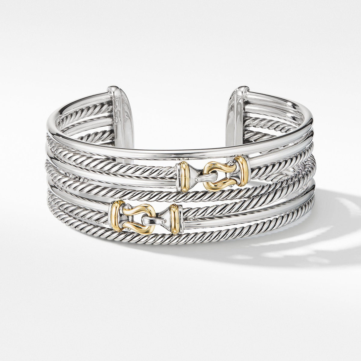 Buckle Crossover Cuff Bracelet with 18K Yellow Gold