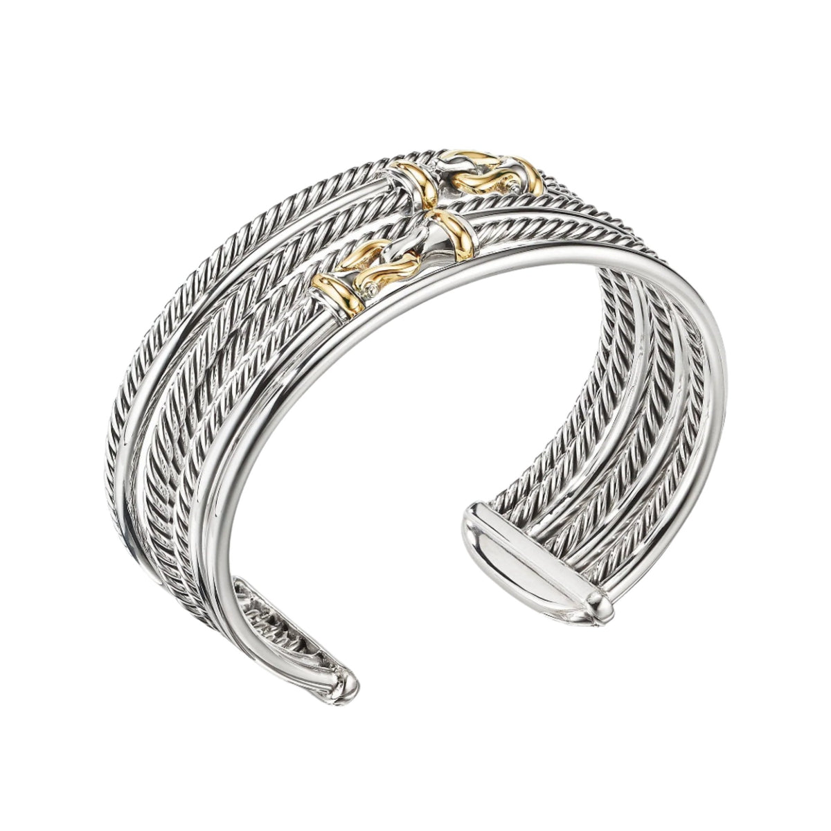 Buckle Crossover Cuff Bracelet with 18K Yellow Gold