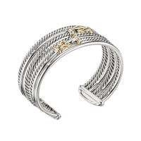 Buckle Crossover Cuff Bracelet with 18K Yellow Gold