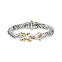 Cable Buckle Bracelet with 18K Yellow Gold and Rhodolite Garnet
