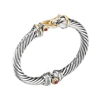 Cable Buckle Bracelet with 18K Yellow Gold and Rhodalite Garnet