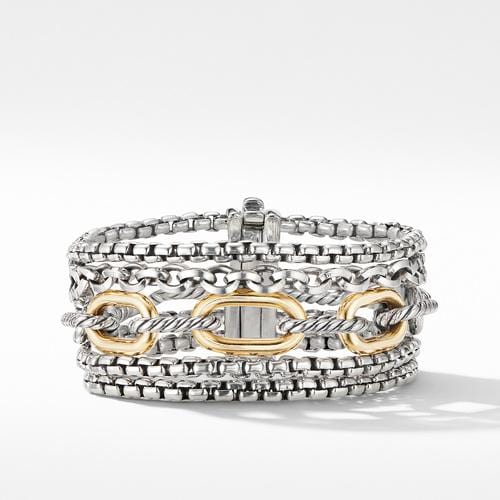 Multi-Row Chain Bracelet with 18K Yellow Gold