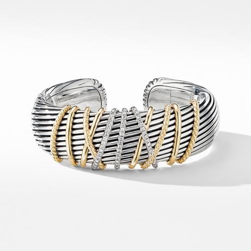 Helena Cuff Bracelet with 18K Yellow Gold and Diamonds