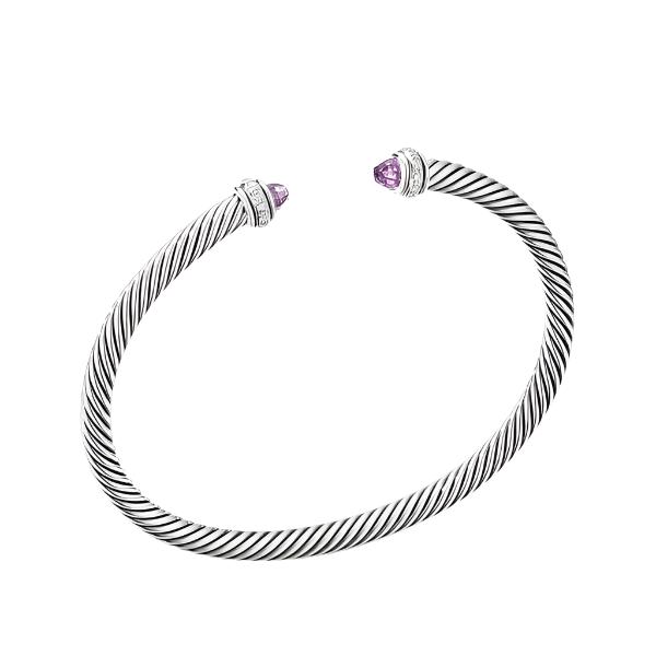 Cable Classic Bracelet with Amethyst and Diamonds