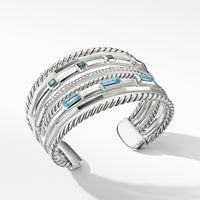 Stax Wide Cuff Bracelet with Blue Topaz and Diamonds