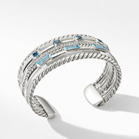 Stax Wide Cuff Bracelet with Blue Topaz and Diamonds