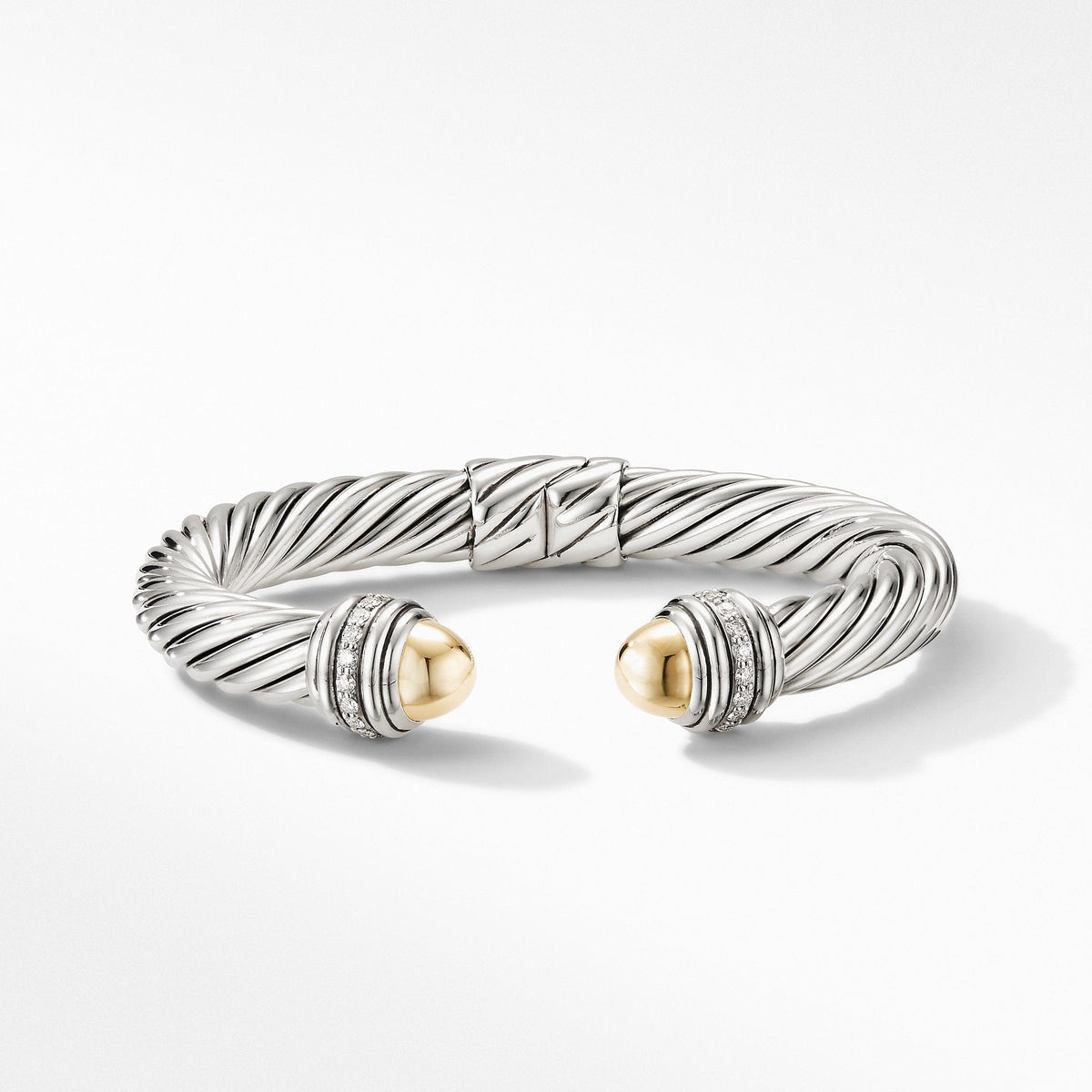 Cable Bracelet with 18K Yellow Gold Domes and Diamonds