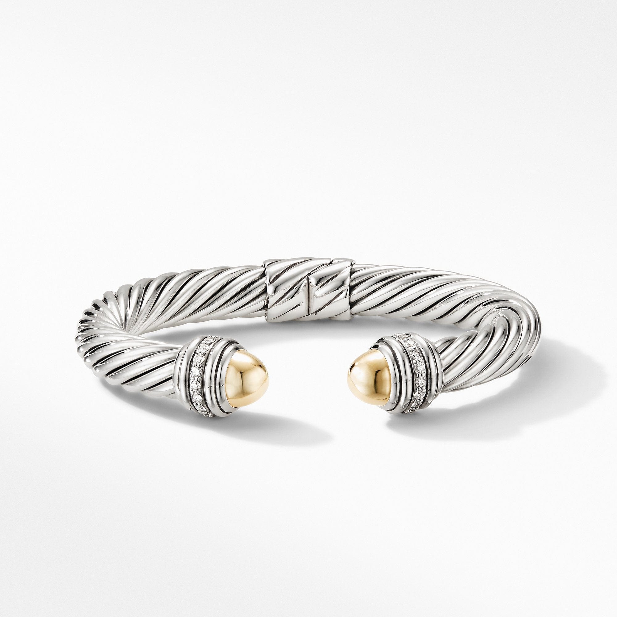 Cable Bracelet with 18K Yellow Gold Domes and Diamonds