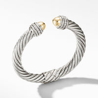 Cable Bracelet with 18K Yellow Gold Domes and Diamonds