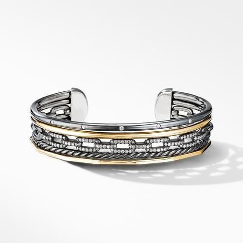 Stax Five-Row Cuff Bracelet in Blackened Silver with Diamonds