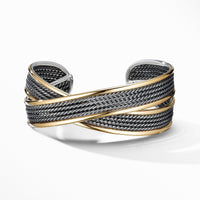 DY Origami Narrow Cuff Bracelet in Blackened Silver