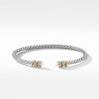 Petite Helena Open Bracelet with Pearls, 18K Yellow Gold and Diamonds