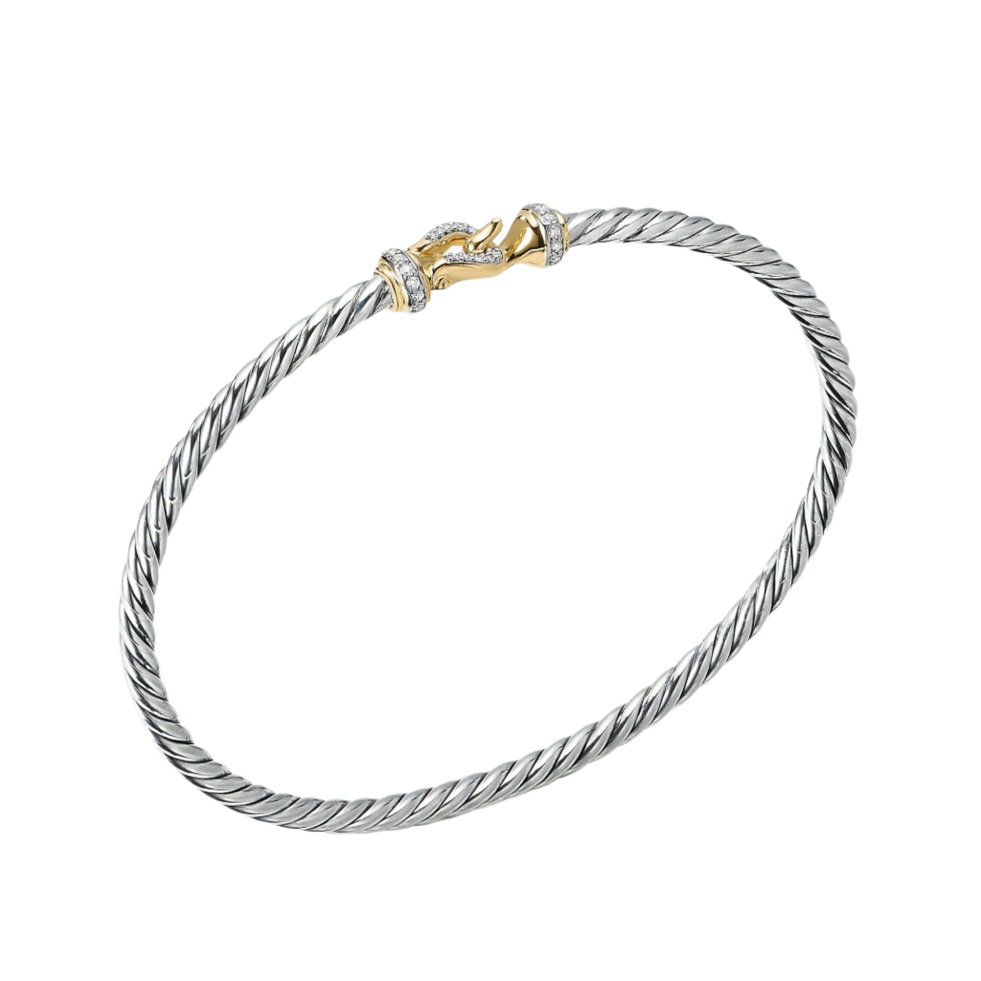 Cable Buckle Collection® Bracelet with 18K Yellow Gold and Diamonds