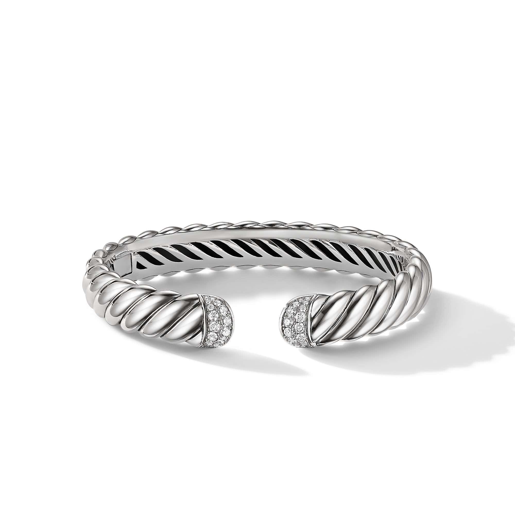 Sculpted Cable Cuff Bracelet with Pavé Diamonds