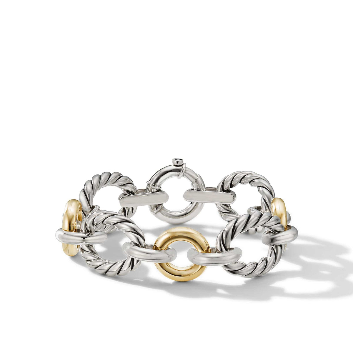 Cable and Smooth Chain Link Bracelet with 18K Yellow Gold