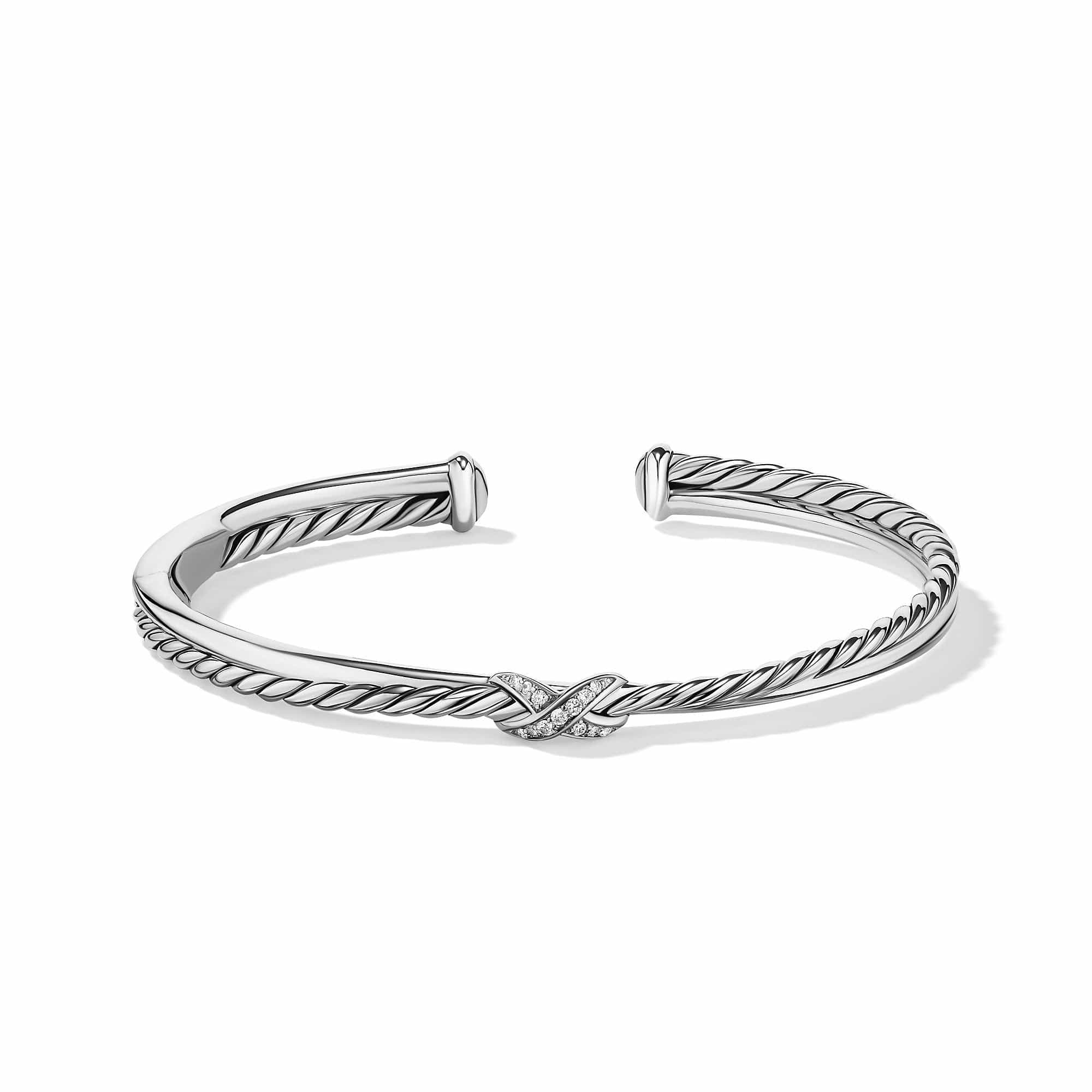 Petite X Center Station Bracelet with Pavé Diamonds