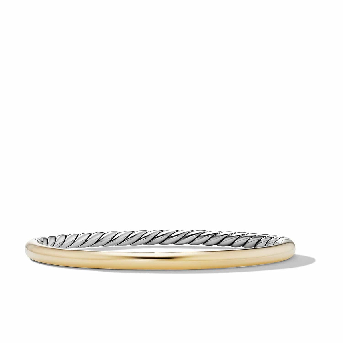 Sculpted Cable and Smooth Bangle Bracelet with 18K Yellow Gold, Sterling Silver, Long's Jewelers