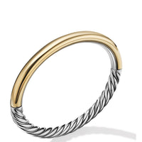 Sculpted Cable and Smooth Bangle Bracelet with 18K Yellow Gold Sterling Silver, Long's Jewelers